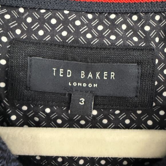 Ted Baker Mens Sweater Pullover Sweatshirt Sz 3 Medium Navy Lightweight Crewneck - Picture 4 of 9
